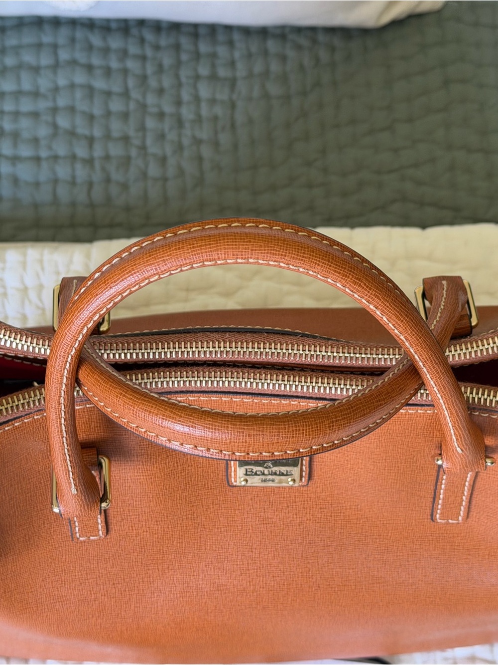Dooney & Bourke Natural Tan Color “Willa” Leather Zip Top Satchel - Picture 5 of 12
